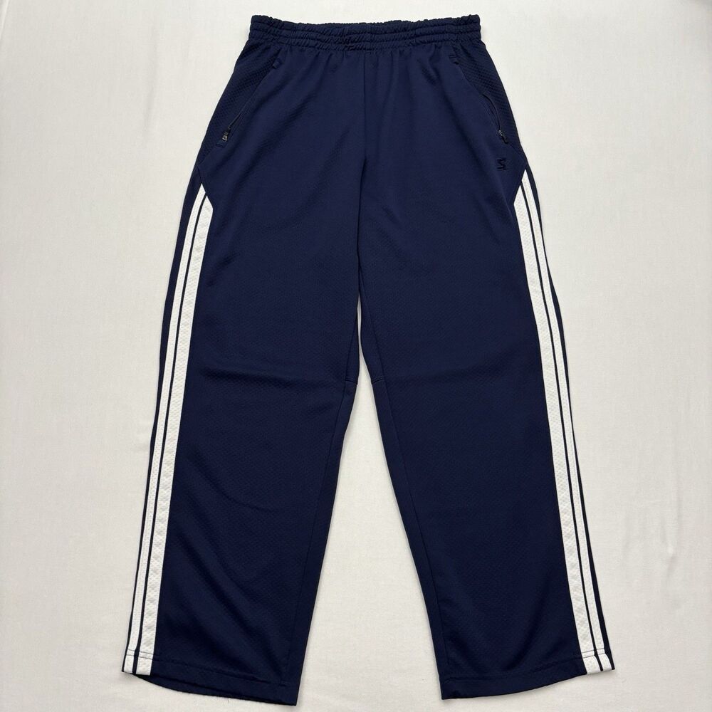 Vintage 90s Starter Navy Track Pants Mens Sz M Athletic Sweatpants White Stripe